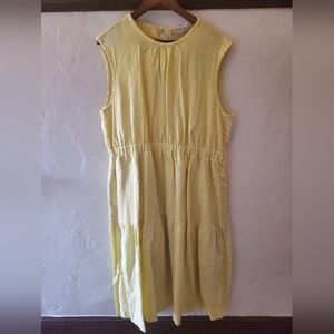 Everlane, yellow linen dress, size 16